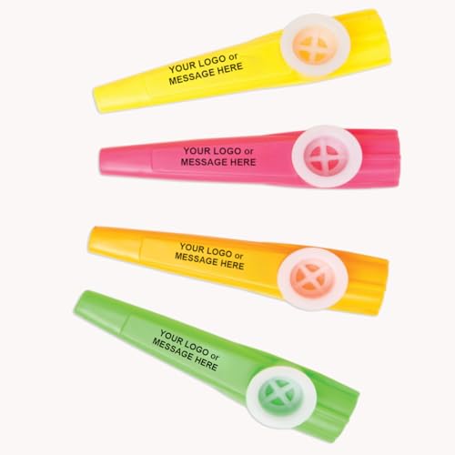 75-Qty Custom Printed Kazoos - Bulk Logo Favors for Parties & Celebrations