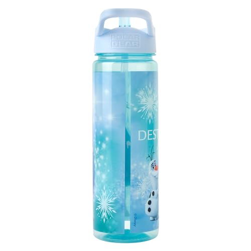 Disney Frozen Sparkle Water Bottle Flip Up Straw 600ml, Official Merchandise Kids Reusable Non Spill, BPA Free - Image 4