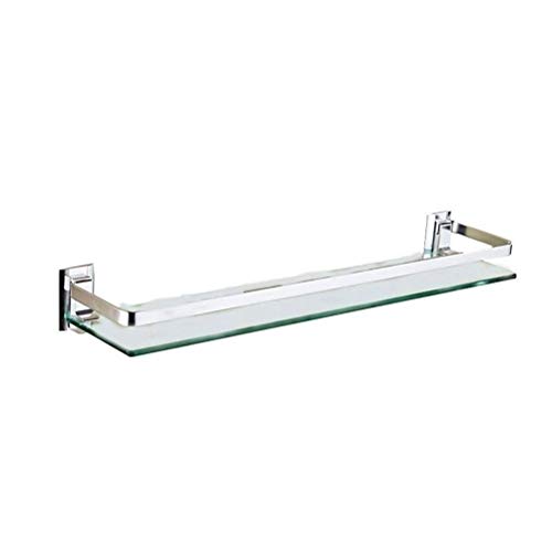 Zhanmam Rectangular Tempered Glass Shelf Bathroom Shower Caddies Shelves With Thick Glass Wall Mount Anodizing Bracket 1 Tier 30~80Cm 0118 (Size : 60Cm) #TOP7