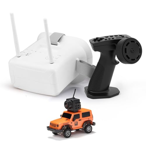 Meiurlex Mini Off-Road Vehicle with FPV Camera, 1/64 Scale 2.4G Full Proportional RC Electric 4WD Climbing Car Remote Control Drift Car Gift (FPV Goggles Version)