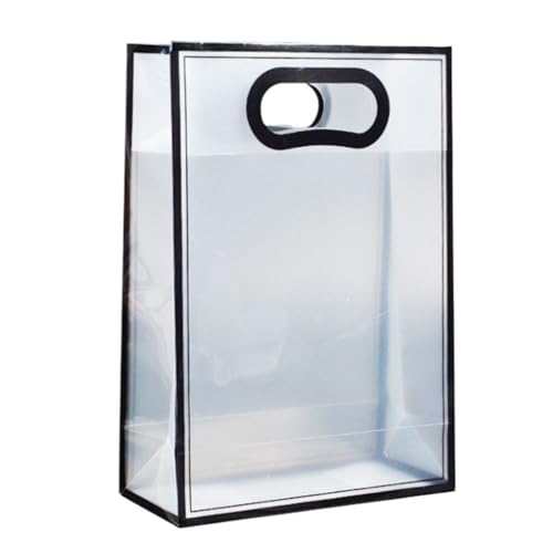 Sacs cadeaux en plastique transparent résistants avec poignées pour emballages de fête