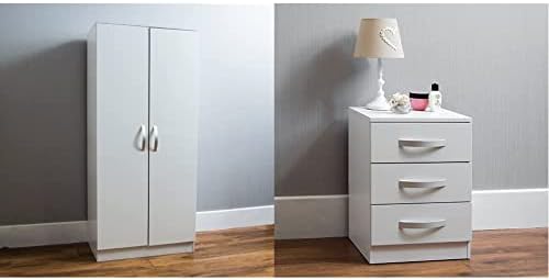 Amazon Brand - Movian Hulio 2 Door Wardrobe, High Gloss, White, 170 x 76 x 47 cm