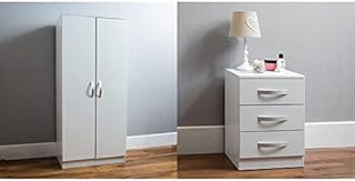 Amazon Brand - Movian Hulio 2 Door Wardrobe, High Gloss, White, 170 x 76 x 47 cm