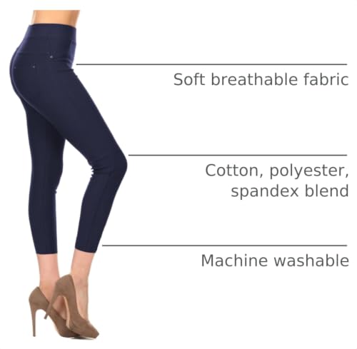 Image of Leggings Depot Women's Cotton Blend Stretch Pull-on Jeggings Casual Pants with Pockets (Available in Plus Size)