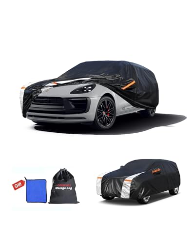 Image of Porsche Macan Car Cover 100% Waterproof All Weather, Gift with Towel, 10 Layers SUV Car Cover Custom Fit 2014-2026 Porsche Macan, Full Exterior Covers Rain Sun UV Protection with Door Zipper.