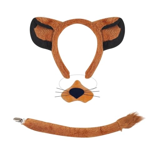 Kirei Sui Brown Lion King Costume Animal Ears Headband Halloween Dress Up Accessories Cosplay for Adults