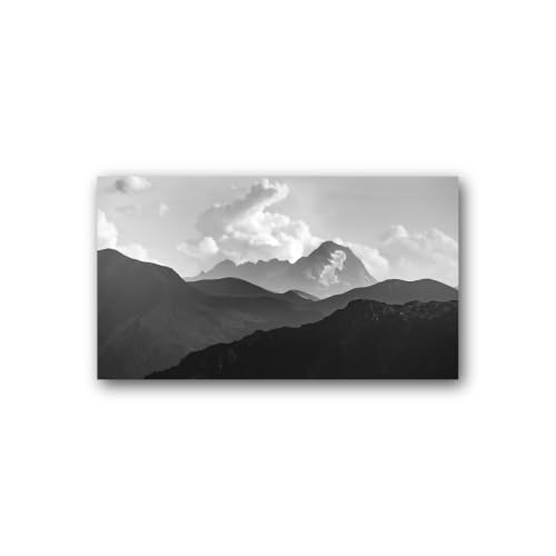 Tableau sur toile montagne enneigée noir et blanc de haute qualité