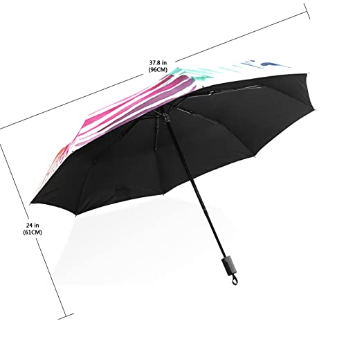 Parapluie 3 plis pliant multicolore unisexe résistant au vent - 2
