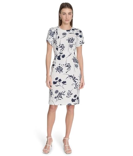 Image of Calvin Klein Tulip Sleeve Floral Sheath