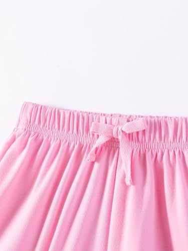 Image of HILEELANG Girls Cotton Short Set Summer 2 Piece Outfit T Shirt Shorts | 100% Cotton, Soft Breathable Fabric, 2 Piece Outfit Set, Elastic Waist, Summer Comfort for Toddler Little Girls