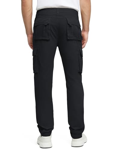 Cargo Pants for Men Cotton Fabric 6 Deep Pockets Straight-Leg Design Work Pants for Men Black 423