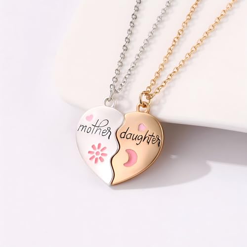 Mother Daughter Necklace Magnetic Matching Heart Mother Daughter Son Mom Necklace Gifts for Women Girls Boys3