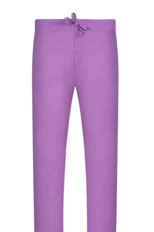 french crown Men's Wisteria Purple Luxurious Linen Lounge Pant-picture-38