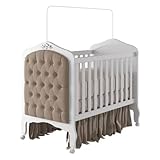 Berço Americano de Bebê Provençal Capitonê Mdf Vira Mini Cama Com Regulagem Altura Harmonia