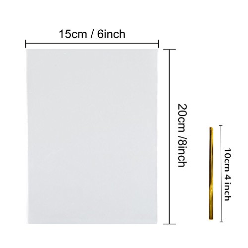 Coolake Clear Treat Bags 200 Pcs (6" By 8") Cellophane Bag Clear Candy Bags With 200 Pcs Gold Twist Ties For Wedding Gift Cookie Candy #TOP3