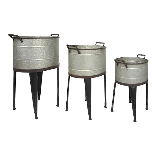 Creative-Co-Op-Silver-Metal-BucketsPlanters-Set-of-3-Sizes Creative Co Op Silver Metal BucketsPlanters Set of 3 Sizes