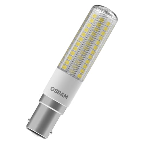 OSRAM LED T Slim slim multicolour LED lamp made of plastic with B15d base, T-shape, 6.5 W / 806 lm, clear, warm white light with 2,700 K, non-dimmable, 18-mm diameter, CRI 80.