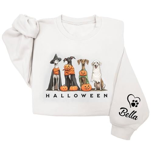NAZENTI Custom Dogs Halloween Sweater, Halloweens Ghost Dog Sweatshirt, Halloween Sweatshirt, Ghost Dog Shirt, Pet Gifts