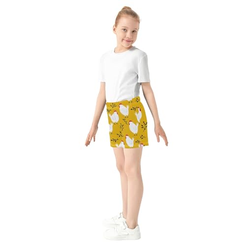 Girls Athletic Lounge Shorts Cartoon Chicken Print Cute Youth Pajama Sleep Summer Activewear Kids Clothes, X-Small4