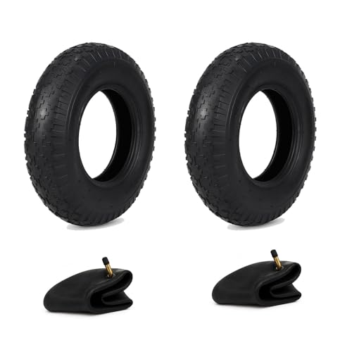 Roue de brouette 4PR robuste supportant 250 kg avec profil cranté pour terrains meubles