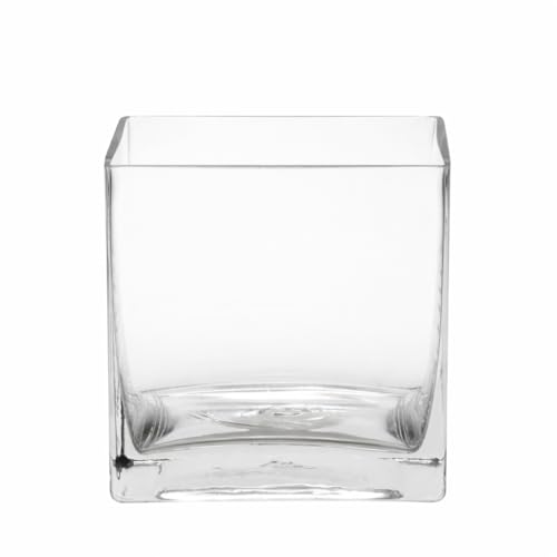 Floralcraft® 14cm Glass Cube Vase – Single Clear Square Vase for Flowers, Weddings & Home Decor