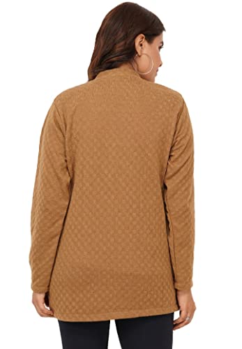 Image of Women's Woolen V-Neck Cardigan - Heavy Daffodil Fabric Winter Wear Acropolly Yarn Cardigan for Women with Front Pockets