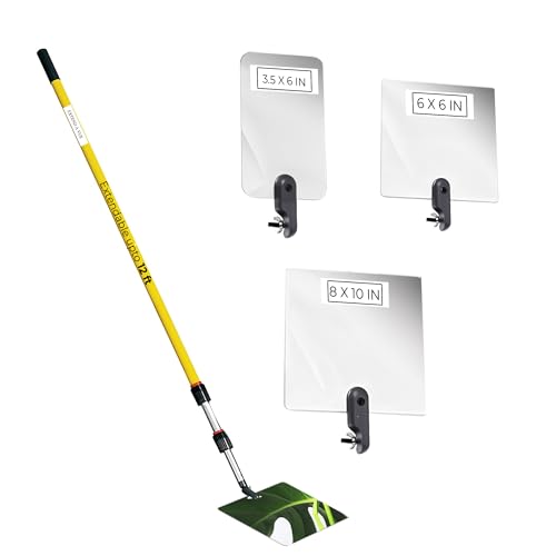 Extend A Vue Inspection Mirror - Telescoping Heavy Duty, Lightweight & Durable, 4 ft - 12 ft Pole, 3 Size Acrylic Mirror