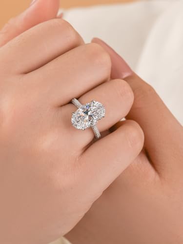 6.5CT Elongated Oval Cut Engagement Ring for Women, 925 Sterling Silver 5A Cubic Zirconia Simulated Diamond Promise Ring3
