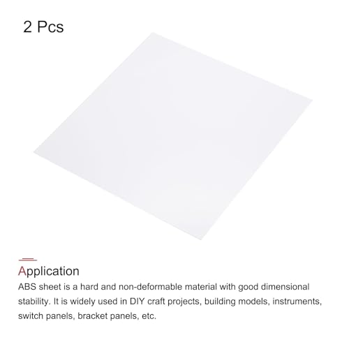 Image of MECCANIXITY White ABS Plastic Sheet 10 x 10 x 0.04 Inch for Building Model, DIY Crafts, Panel, Pack of 2 Pcs