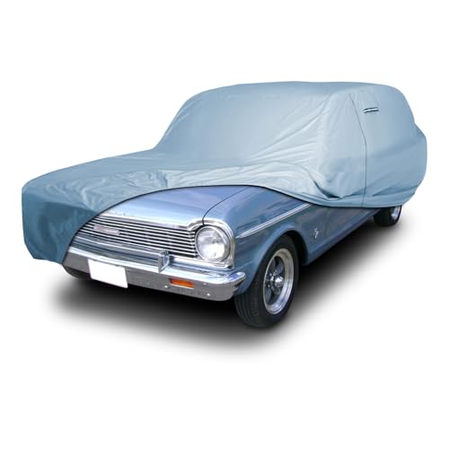 Image of iCarCover Premium Car Cover for 1962-1968 Chevy Chevy II Wagon Heavy Duty Waterproof All Weather Automobiles Custom Fit Indoor Outdoor UV Snow Protection Covers with Straps and Bag