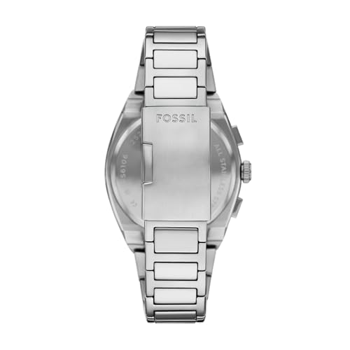 Image of Fossil Men Everett Silver Quartz Stainless Steel Blue Dial Analog Watch FS6104
