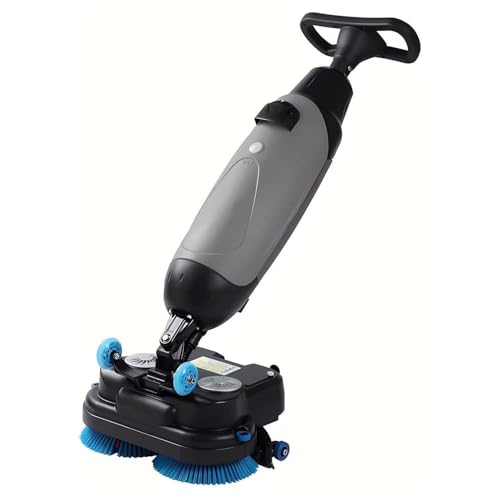 CUTANGELAR Lavadora De Suelos Eléctrica, Máquina Fregadora De Empuje Manual, Función Tres En Uno Fregar Lavar Secar, Cuerpo Giratorio 360°, Velocidad 0-350 RPM, para Naves Industriales(Gray)