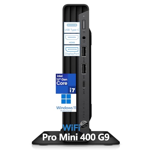 Image of HP Pro Mini 400 G9 Mini PC Business Desktop Computer, Intel 12-Core i7-12700T, 16GB DDR4 RAM, 256GB PCIe SSD, WiFi, Bluetooth, RJ-45, 2 DisplayPort + 2 Type-C + HDMI, Keyboard & Mouse, Windows 11 Pro
