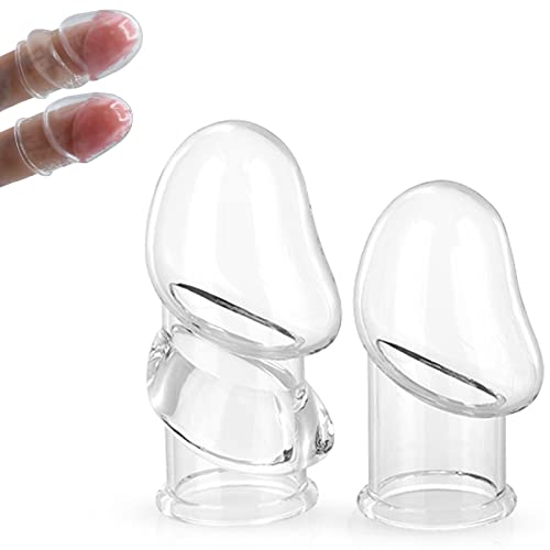 2er Pack Penismanschetten, Eichel Ring, elastischer Penishülle, transparent Penis Sleeve Cock Cage Penis-Extender Penisvergröserung Erektionshilfe für Männer (B)