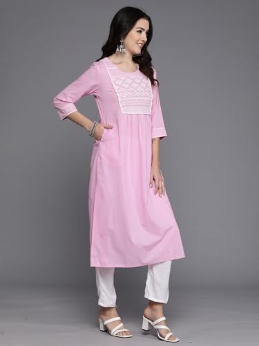 Image of INDO ERA Women's Polyester Relaxed Fit A Line Kurta