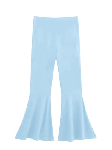 Image of WDIRARA Girl's Flare Pants High Waisted Elastic Waist Bell Bottom Casual Pants