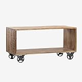 SKLUM Mesa de Centro en Madera de Mango con Ruedas Olson Madera de Mango Mango