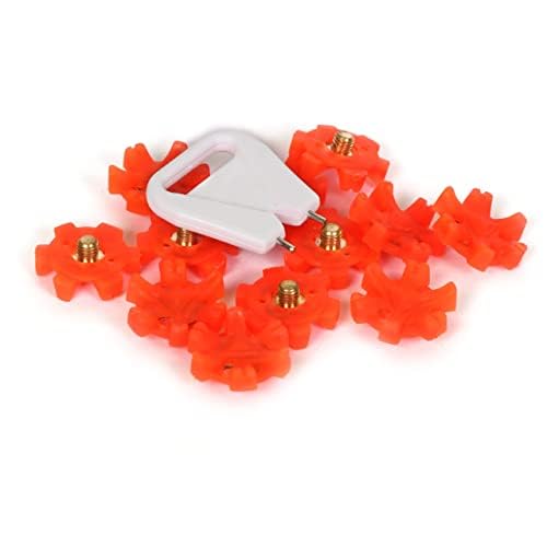 Unisex-Adult Soft Spikes Cleats Spare Spikes for Cricket with Spanner Key, Screw Type Firm Grip Lugs, 12 Pieces TPU Studs, Universal Size to Fit All Cricket Shoes (Orange, One Size)