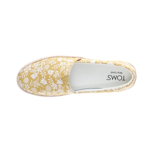 Image of TOMS Women's Valencia Platform Espadrille, Textile Upper, Ortholite Insole, Golden Honey Edenham Shadow Print, 7.5