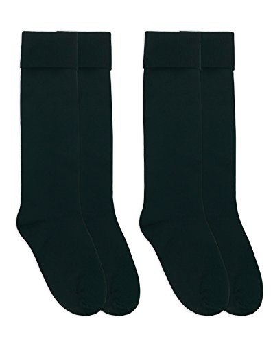 Jefferies Socks Girls School Uniform Nylon Cuff Dress Knee High Socks 2 Pair Pack