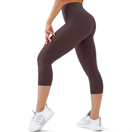 Image of High Waisted Leggings with Pockets for Women Buttery Soft Full Length Capri Workout Yoga Pants Compression Pants