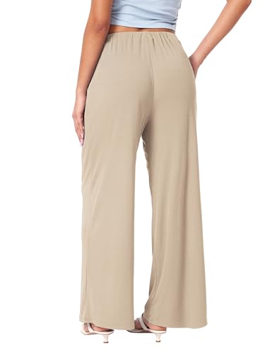Image of CIDER Palazzo Pants for Women Wide Leg Flowy Pants with Pockets Elastic Mid Waist Summer Beach Vacation Outfits Lightweight