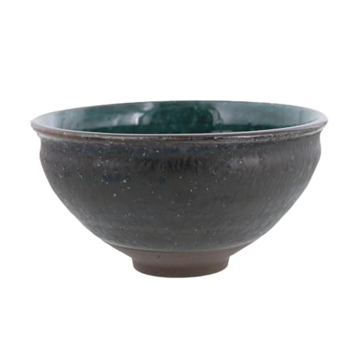 EAST table(イーストテーブル) 茶碗 Metalic 美濃焼 ブラック×青緑 12.8cm 日本製 レンジ対応 食洗機対応 37-004-02