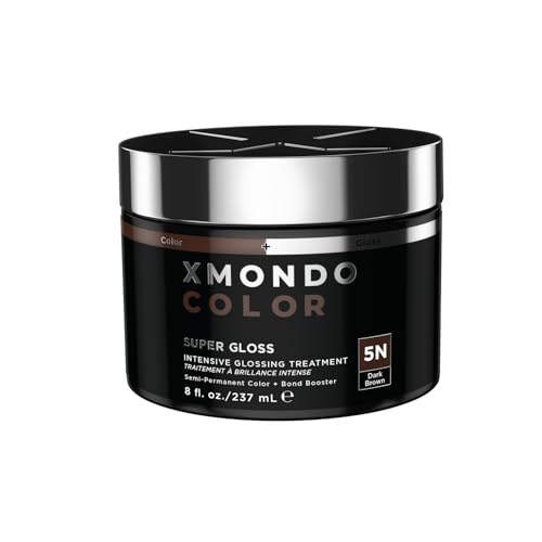 Image of XMONDO Color Depositing Mask & Glossing Treatment, Dark Brown, 8 Fl Oz | 5N Shade, Semi-Permanent Hair Dye, Infused with Bond Booster & Lusterhance Technology for High-Gloss Shine, Vegan Formula