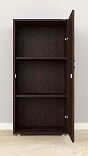 Image of Captiver Alba Engineered Wood Free Standing Home Office Storage Wardrobe cabinets Organizer with 1 Door Lockable (19X15X38 Inch, Wenge)
