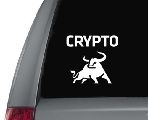 Crypto Bull Bitcoin Litecoin Crypto currency Decal Car Sticker Creative Fashion Car Accessories Vinyl Car Decal 6" (WHITE)