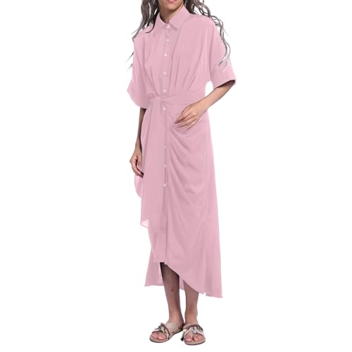 Robe d'été élégante avec ceinture et manches courtes pour femme