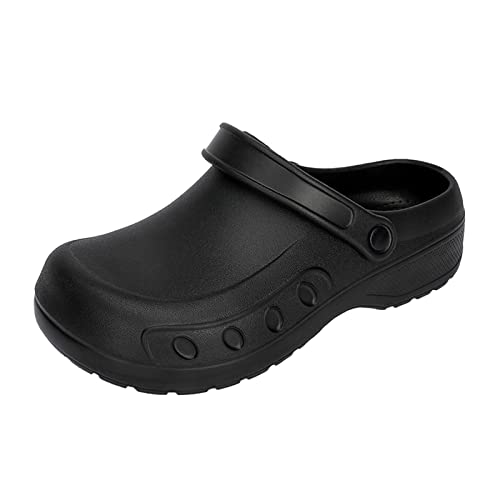Meidiastra Men Chef Shoes Comfortable Garden Work Shoes with Arch Support Waterproof Work Clogs Oil Resistant for Men Food Service Black 39