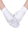 Satin Gloves for Women Short Opera Gloves Formal Bridal Gloves Wedding Wrist Banquet Gloves Tea Party Dancing Gloves for Girls
