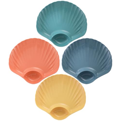 Set de 4 platos plásticos para salsa con forma de concha miniatura 1
